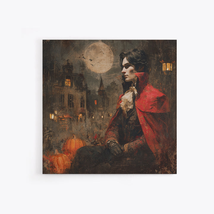 The Crimson Vampire, Square Wall Art, Macabre Wall Art, Framed Canvas Print, Halloween Wall Decor, Gothic Home Decor, Seasonal Home Decor
