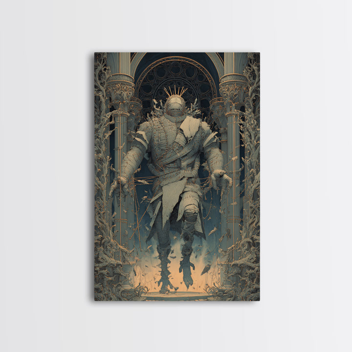The Stitched Giant, Vertical Wall Art, Gothic Horror Wall Art, Framed Canvas Print, Halloween Wall Decor, Gothic Home Decor