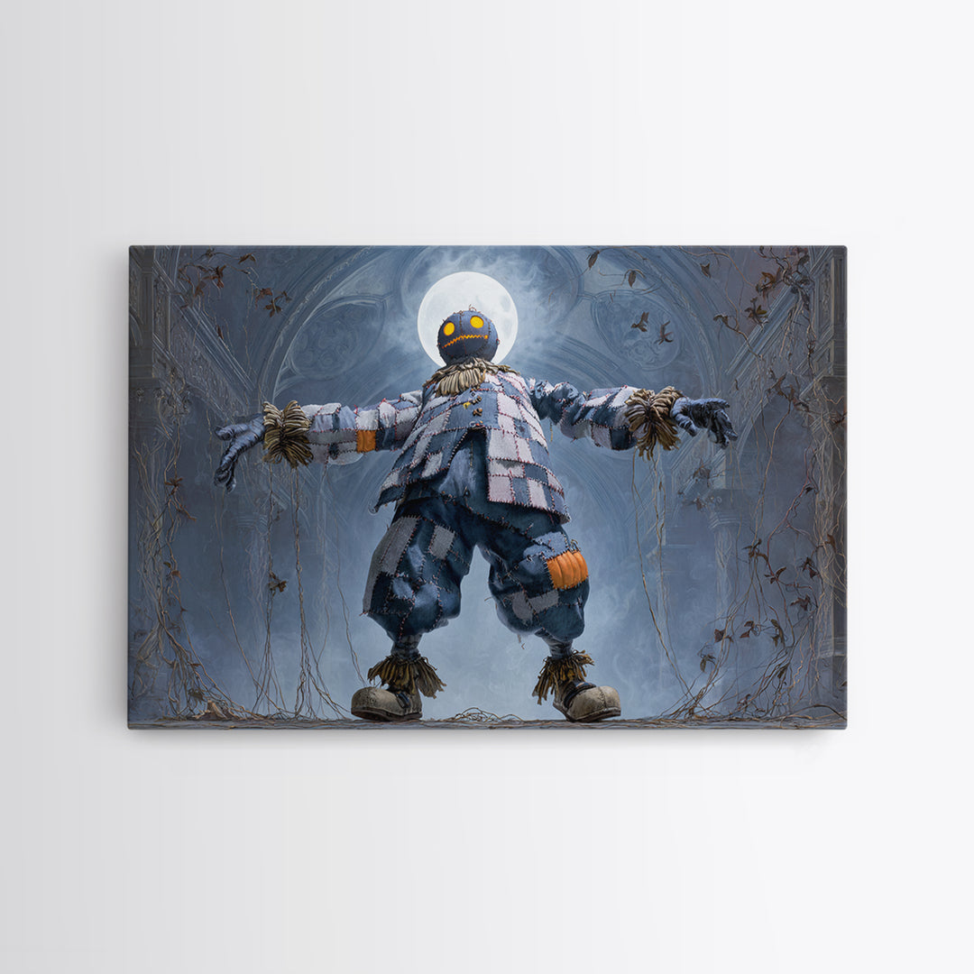 The Stitched Giant, Landscape Wall Art, Gothic Horror Wall Art, Framed Canvas Print, Halloween Wall Decor, Gothic Home Decor
