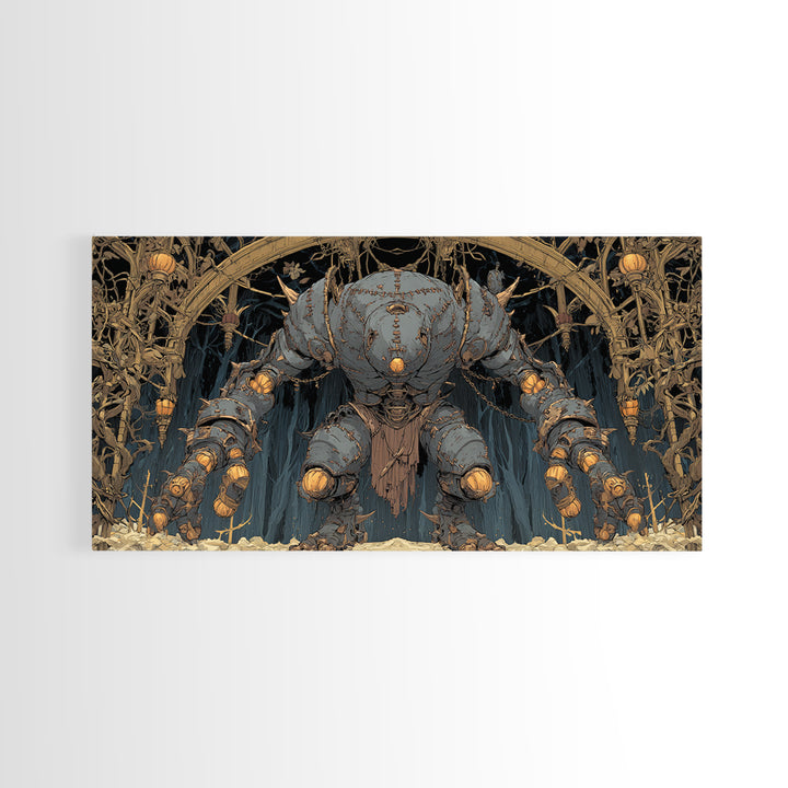 The Stitched Giant, Wide Panoramic Art, Haunted Gothic Art, Framed Canvas Print, Halloween Wall Decor, Gothic Home Decor, Dark Fantasy Art