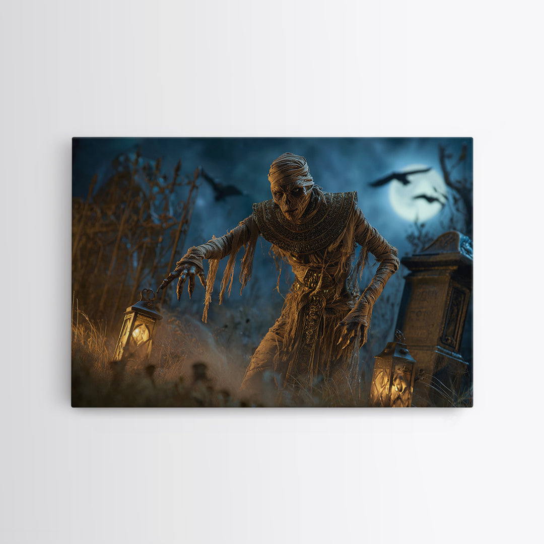The Mummy Pharaoh, Landscape Wall Art, Macabre Wall Art, Framed Canvas Print, Halloween Wall Decor, Gothic Home Decor, Halloween Wall Art