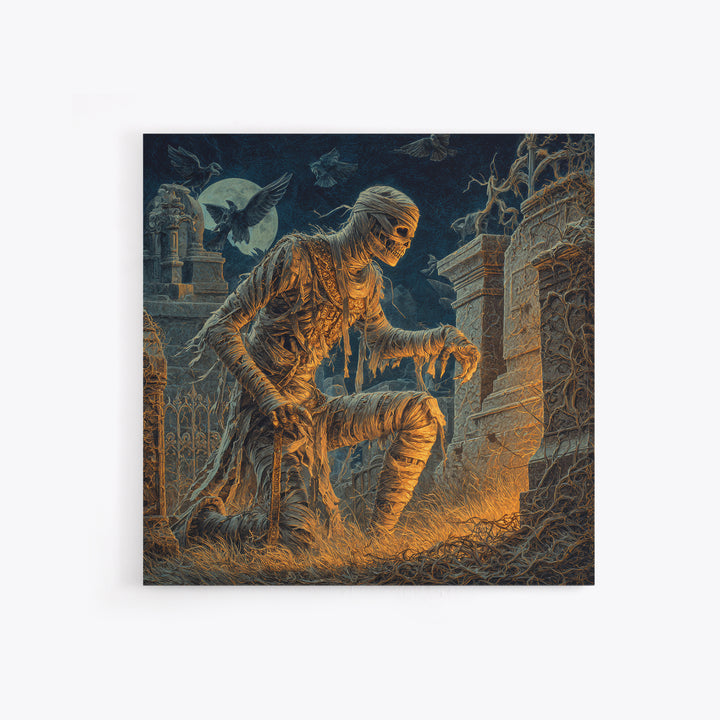 The Mummy Pharaoh, Square Wall Art, Gothic Horror Wall Art, Framed Canvas Print, Halloween Wall Decor, Gothic Home Decor, Macabre Wall Art