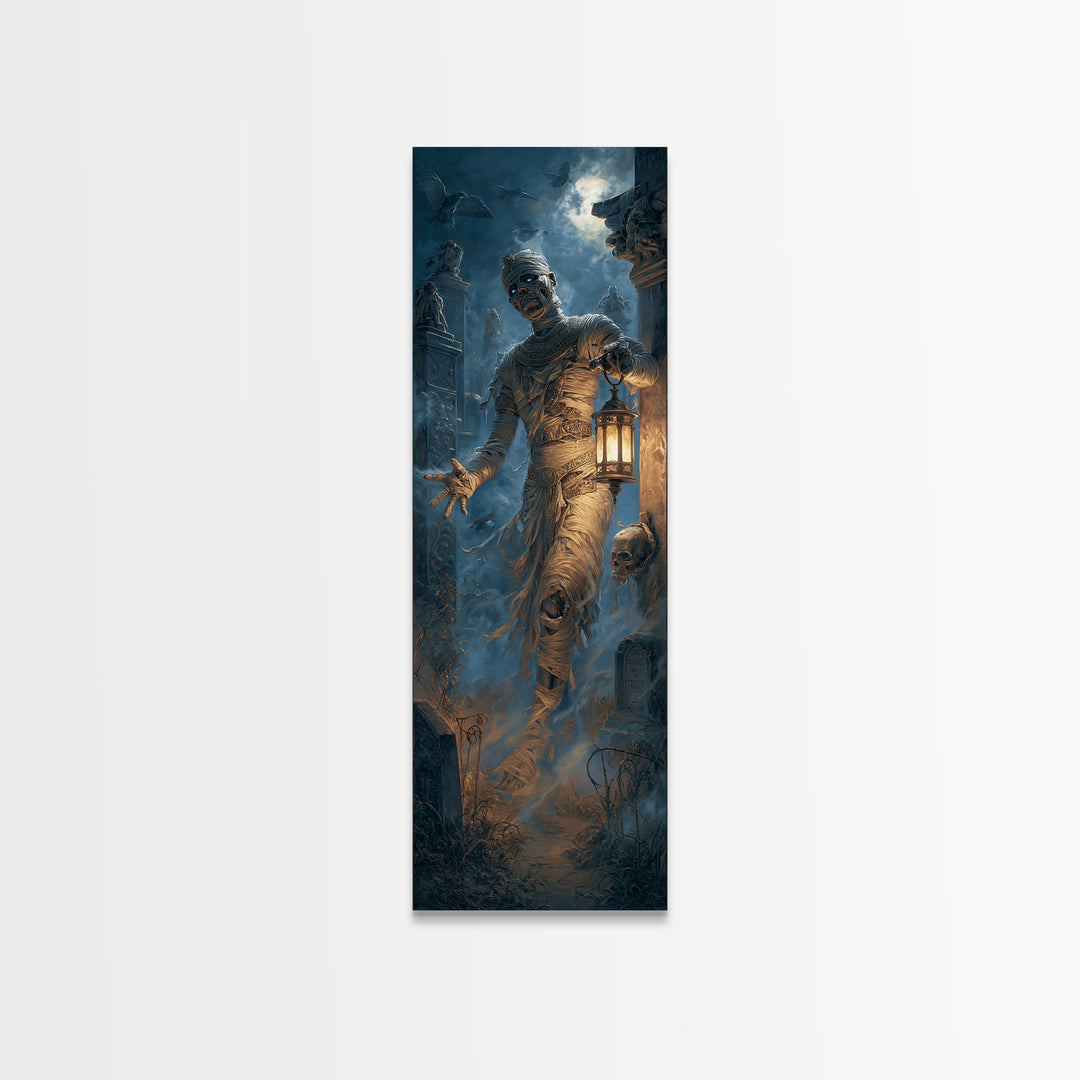The Mummy Pharaoh, Tall Narrow Wall Art, Dark Halloween Decor, Canvas Print, Halloween Wall Decor, Gothic Home Decor, Macabre Wall Art