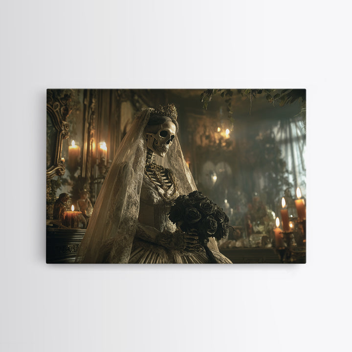 The Skeletal Bride, Landscape Wall Art, Dark Fantasy Wall Art, Canvas Print, Halloween Wall Decor, Gothic Home Decor, Spooky Wall Decor