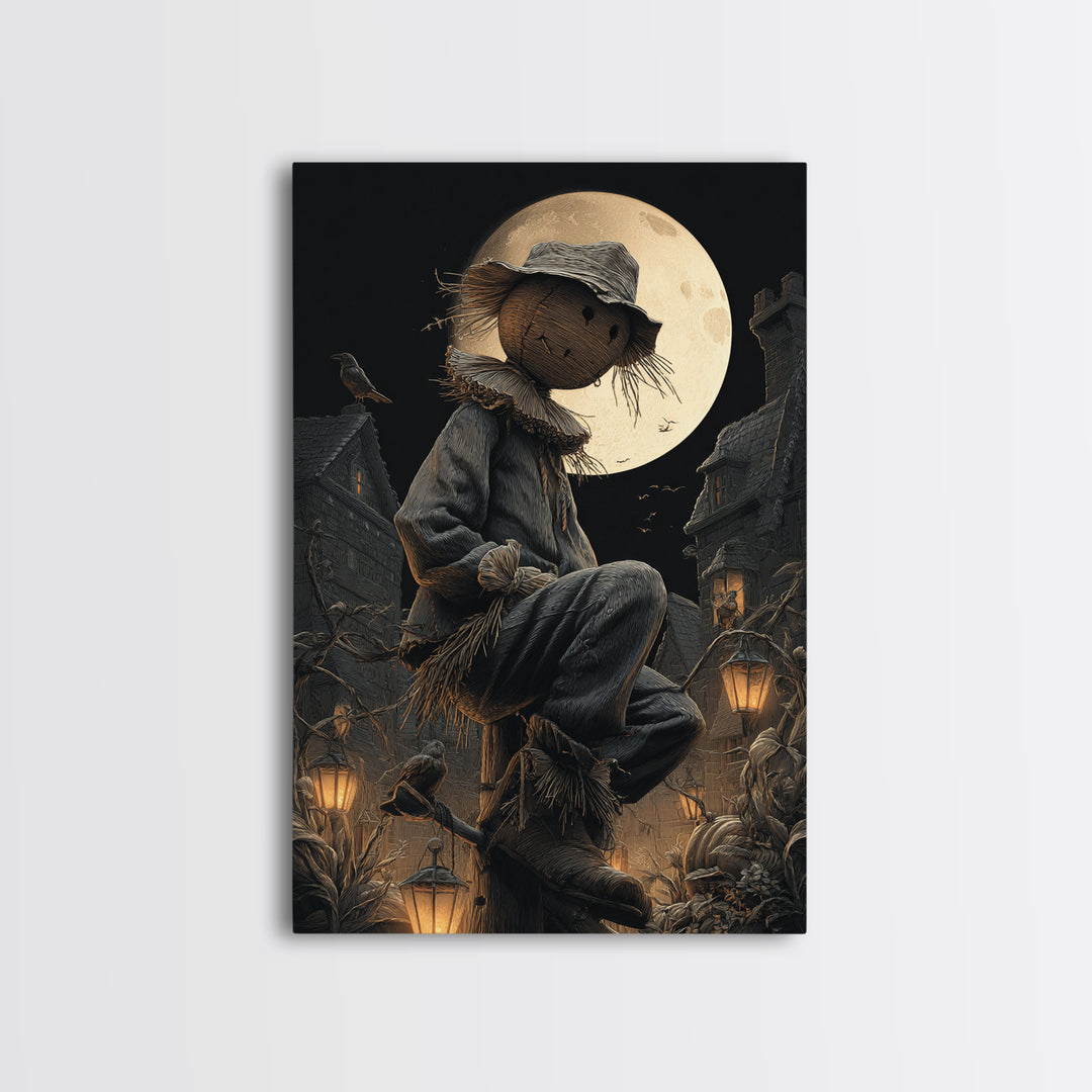 The Living Scarecrow, Vertical Wall Art, Dark Halloween Decor, Canvas Print, Halloween Wall Decor, Gothic Home Decor, Spooky Wall Decor