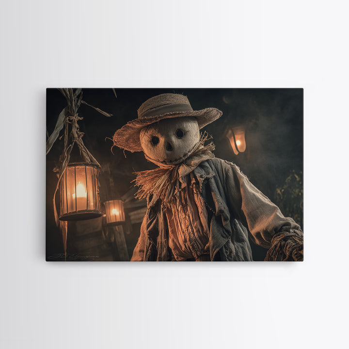 The Living Scarecrow, Landscape Wall Art, Macabre Wall Art, Framed Canvas Print, Halloween Wall Decor, Gothic Home Decor, Spooky Wall Decor