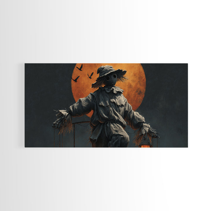 The Living Scarecrow, Wide Panoramic Art, Dark Fantasy Wall Art, Canvas Print, Halloween Wall Decor, Gothic Home Decor, Statement Wall Art