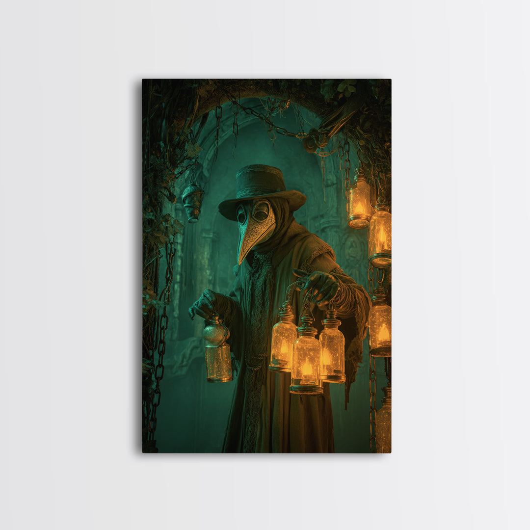 The Plague Doctor, Vertical Wall Art, Spooky Home Decor, Canvas Print, Halloween Wall Decor, Gothic Home Decor, Macabre Wall Art