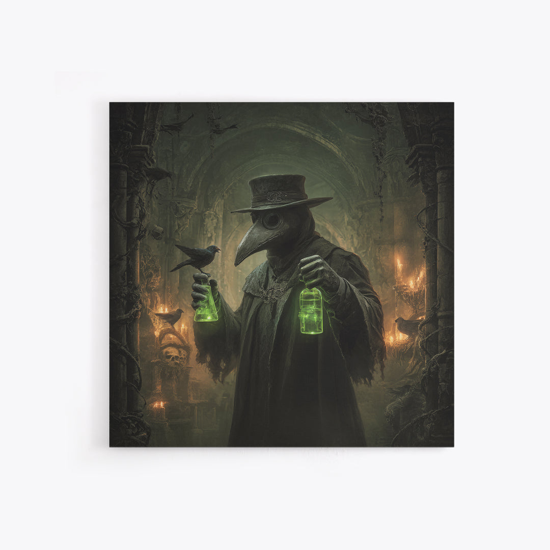 The Plague Doctor, Square Wall Art, Dark Halloween Decor, Canvas Print, Halloween Wall Decor, Gothic Home Decor, Collectible Wall Decor