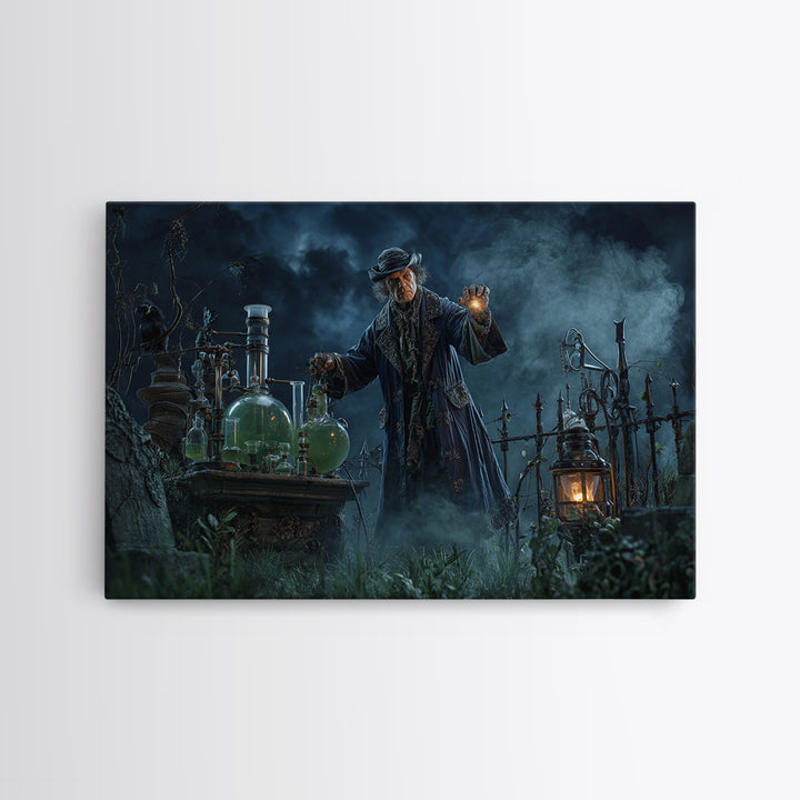 The Mad Alchemist, Landscape Wall Art, Macabre Wall Art, Framed Canvas Print, Halloween Wall Decor, Gothic Home Decor, Halloween Decor