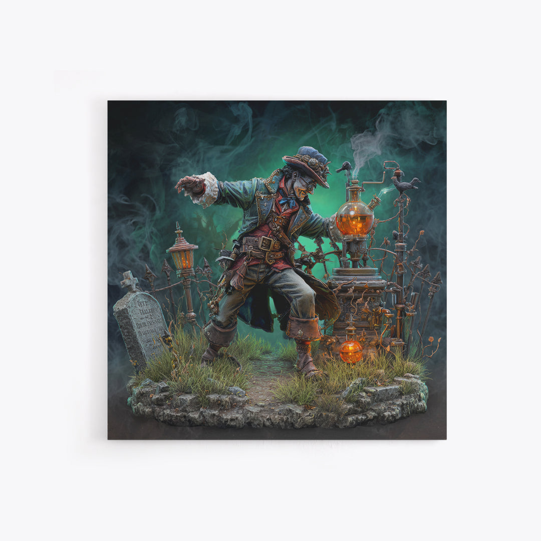 The Mad Alchemist, Square Wall Art, Macabre Wall Art, Framed Canvas Print, Halloween Wall Decor, Gothic Home Decor, Dark Fantasy Art
