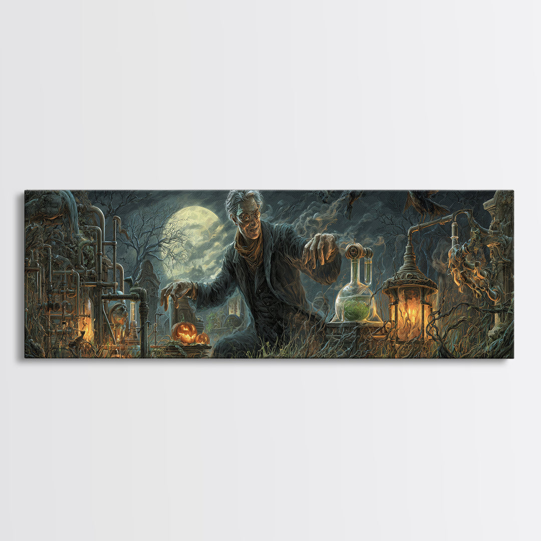 The Mad Alchemist, Extra Wide Wall Art, Dark Fantasy Wall Art, Canvas Print, Halloween Wall Decor, Gothic Home Decor, Halloween Decor
