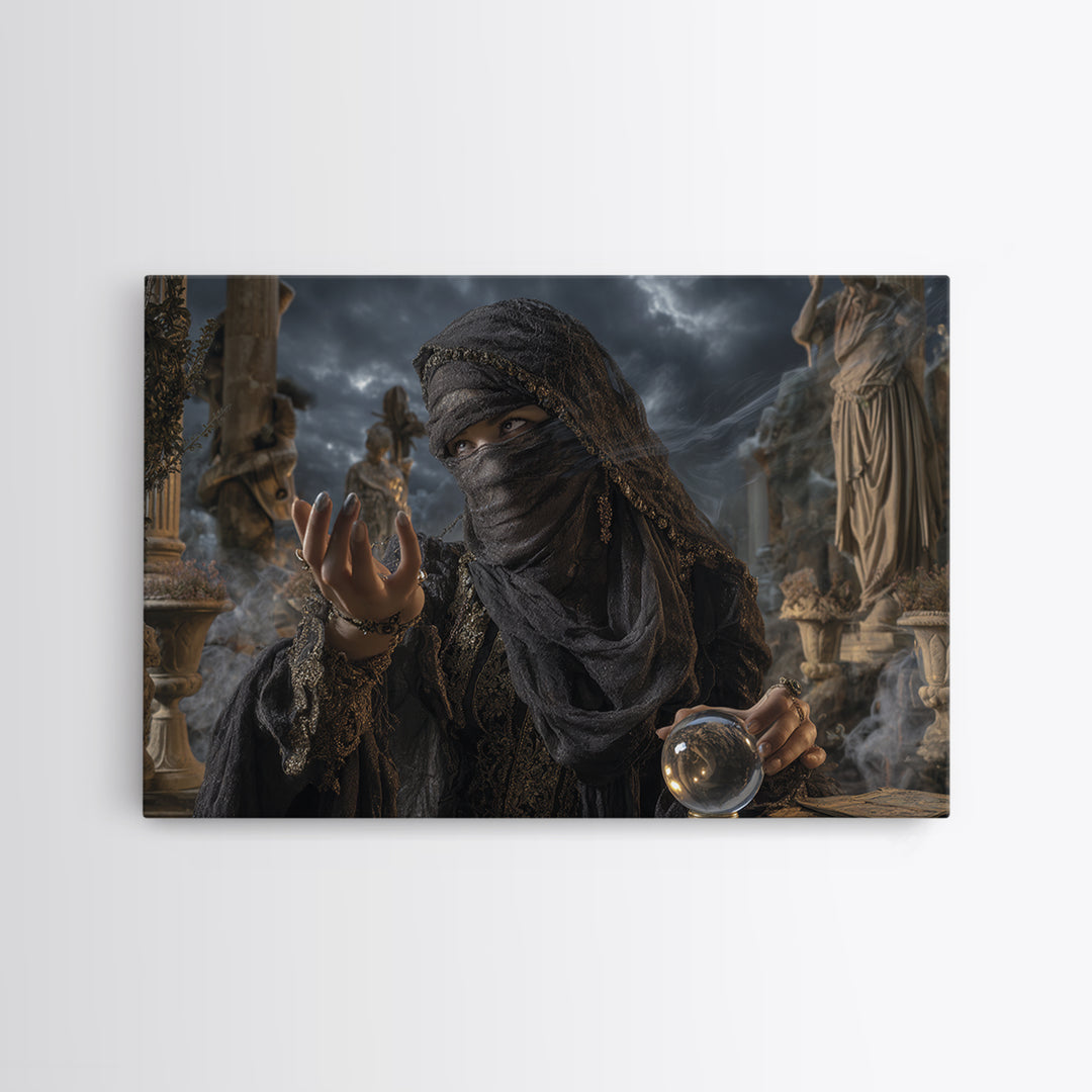 The Midnight Fortune Teller, Landscape Wall Art, Spooky Home Decor, Canvas Print, Halloween Wall Decor, Gothic Home Decor, Spooky Wall Decor