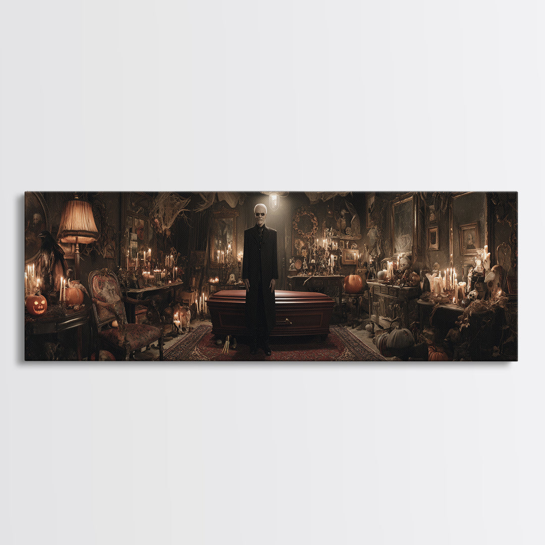 The Sinister Undertaker, Extra Wide Wall Art, Dark Halloween Decor, Canvas Print, Halloween Wall Decor, Gothic Home Decor, Horror Wall Art