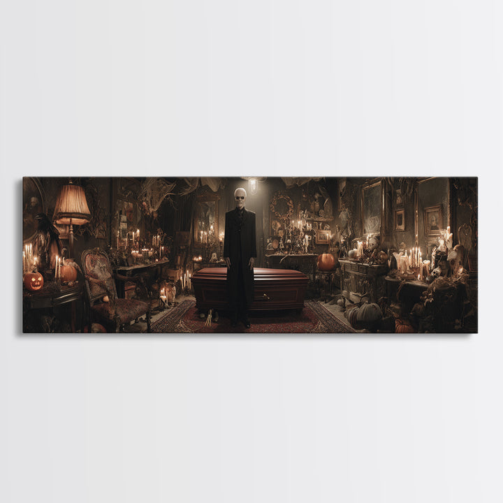The Sinister Undertaker, Extra Wide Wall Art, Dark Halloween Decor, Canvas Print, Halloween Wall Decor, Gothic Home Decor, Horror Wall Art