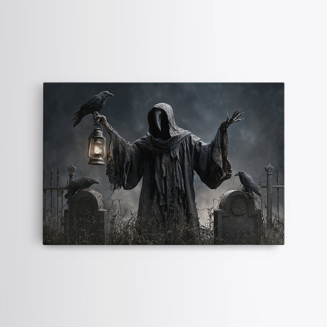 The Raven Keeper, Landscape Wall Art, Macabre Wall Art, Framed Canvas Print, Halloween Wall Decor, Gothic Home Decor, Spooky Wall Decor