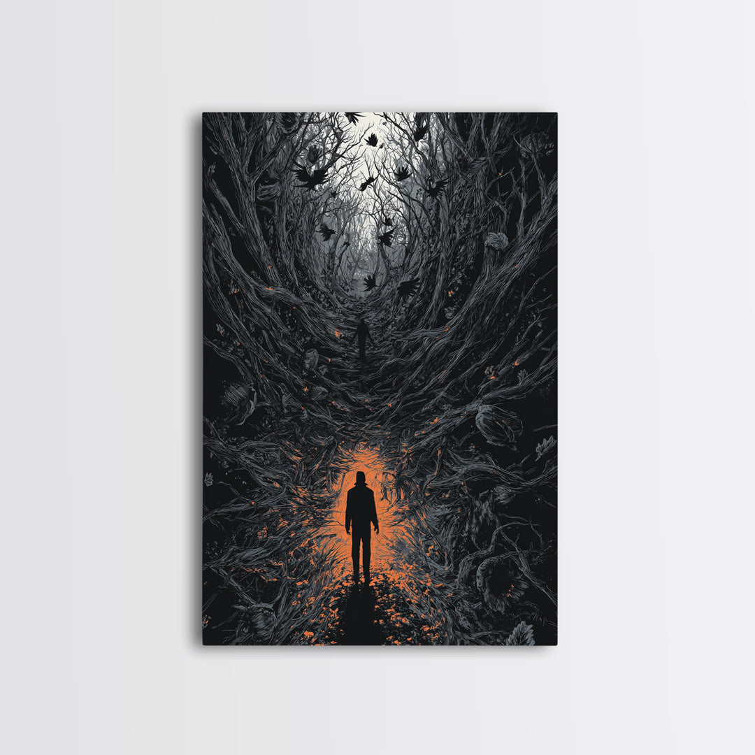 The Shadow Person, Vertical Wall Art, Dark Halloween Decor, Canvas Print, Halloween Wall Decor, Gothic Home Decor, Macabre Wall Art