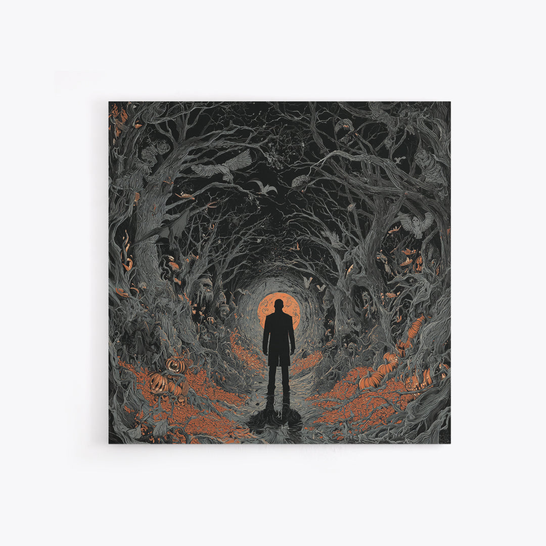The Shadow Person, Square Wall Art, Dark Halloween Decor, Canvas Print, Halloween Wall Decor, Gothic Home Decor, Horror Wall Art