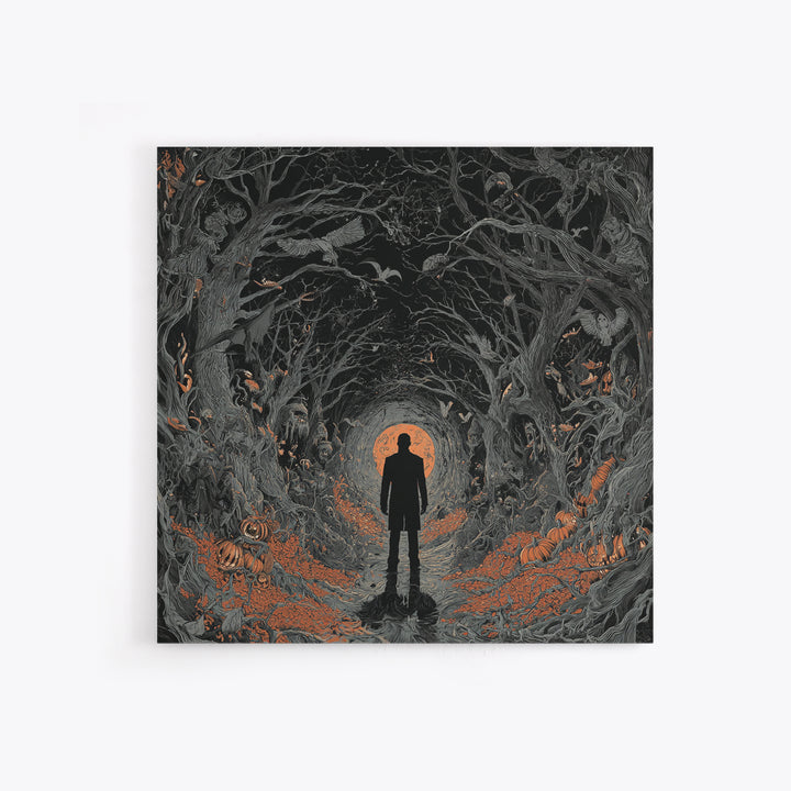 The Shadow Person, Square Wall Art, Dark Halloween Decor, Canvas Print, Halloween Wall Decor, Gothic Home Decor, Horror Wall Art