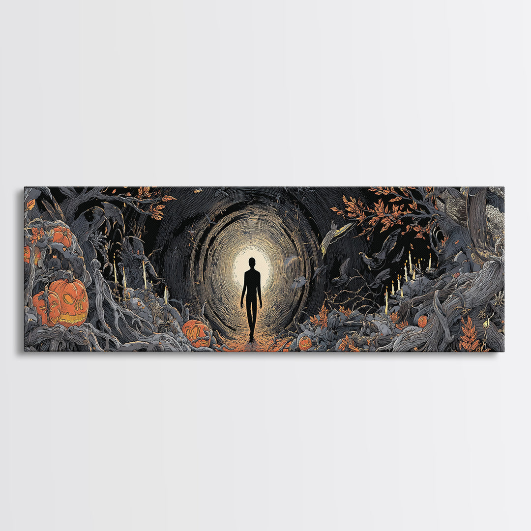 The Shadow Person, Extra Wide Wall Art, Spooky Home Decor, Canvas Print, Halloween Wall Decor, Gothic Home Decor, Halloween Decor