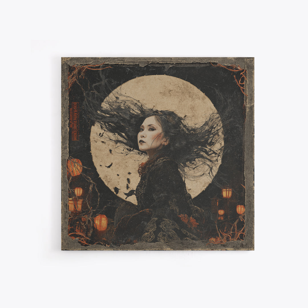 The Banshee Singer, Square Wall Art, Macabre Wall Art, Framed Canvas Print, Halloween Wall Decor, Gothic Home Decor, Horror Wall Art