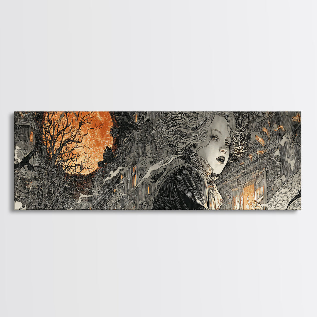 The Banshee Singer, Extra Wide Wall Art, Dark Fantasy Wall Art, Canvas Print, Halloween Wall Decor, Gothic Home Decor, Spooky Wall Decor