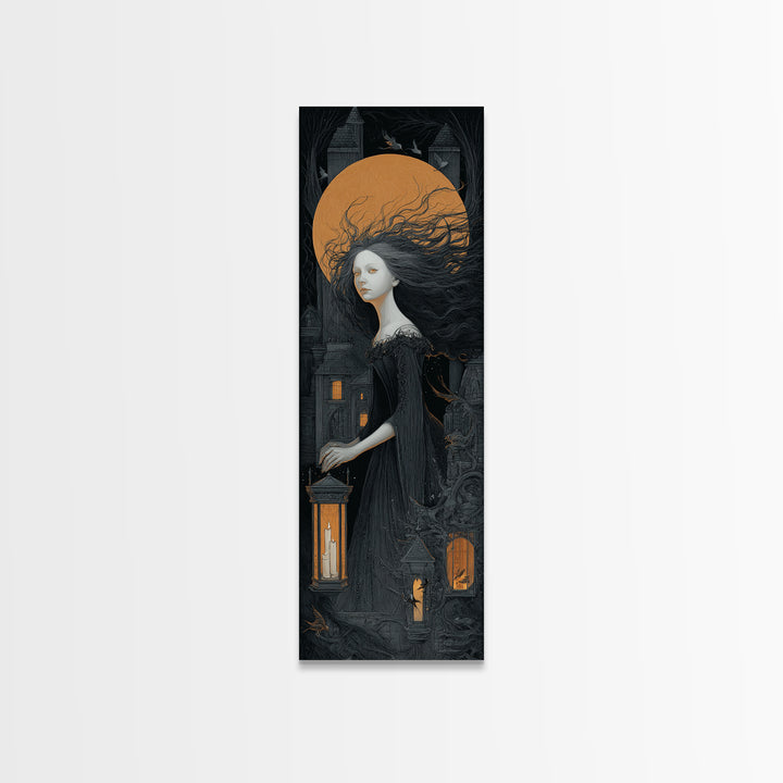 The Banshee Singer, Tall Narrow Wall Art, Dark Halloween Decor, Canvas Print, Halloween Wall Decor, Gothic Home Decor, Halloween Wall Art