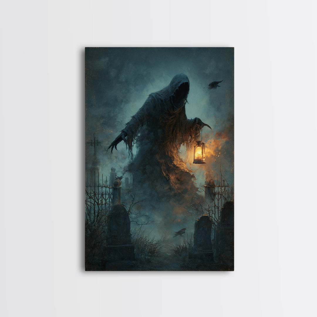 The Tattered Wraith, Vertical Wall Art, Gothic Horror Wall Art, Framed Canvas Print, Halloween Wall Decor, Gothic Home Decor