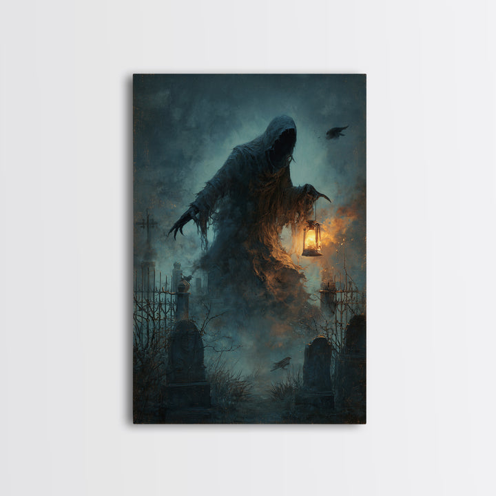 The Tattered Wraith, Vertical Wall Art, Gothic Horror Wall Art, Framed Canvas Print, Halloween Wall Decor, Gothic Home Decor
