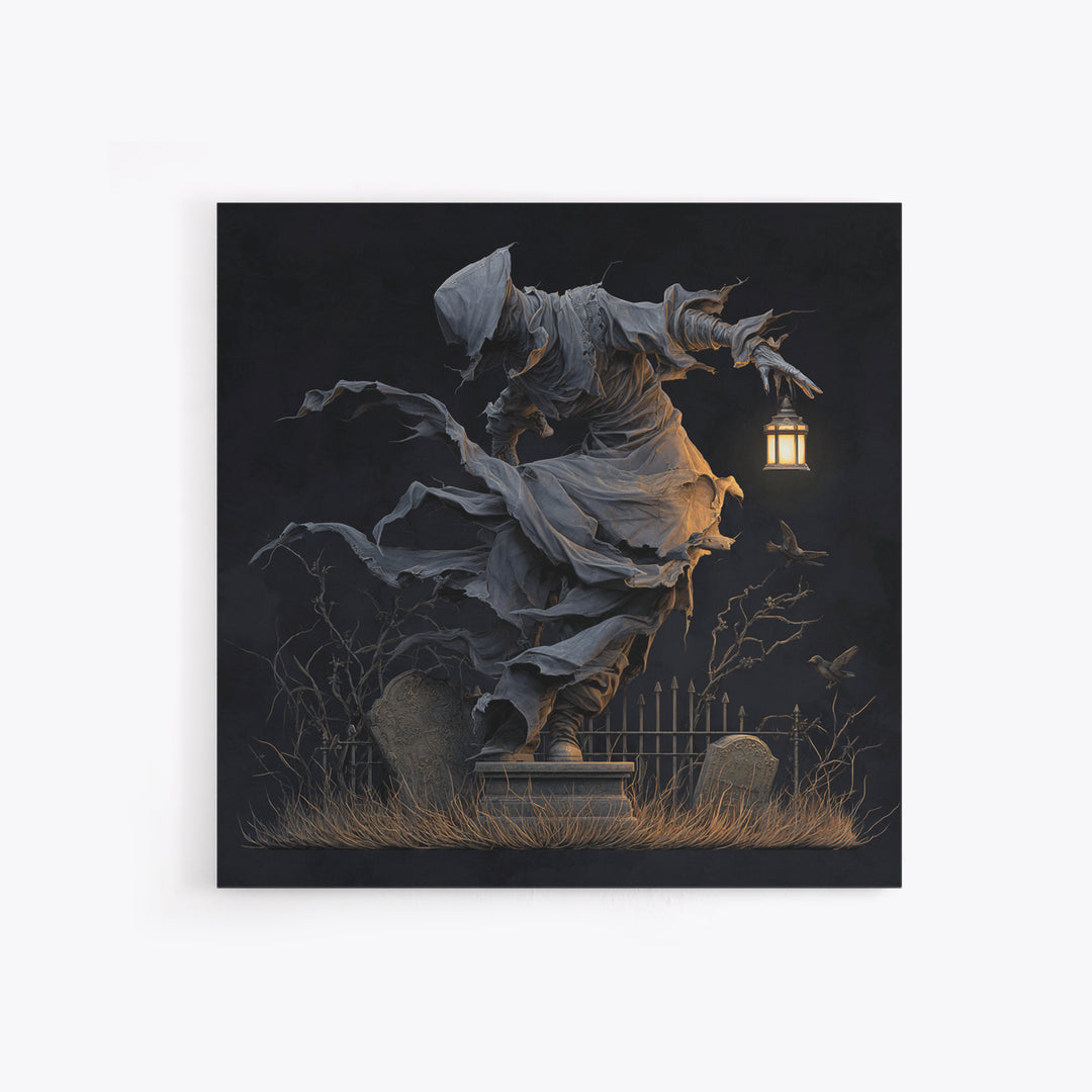 The Tattered Wraith, Square Wall Art, Dark Halloween Decor, Canvas Print, Halloween Wall Decor, Gothic Home Decor, Spooky Wall Decor