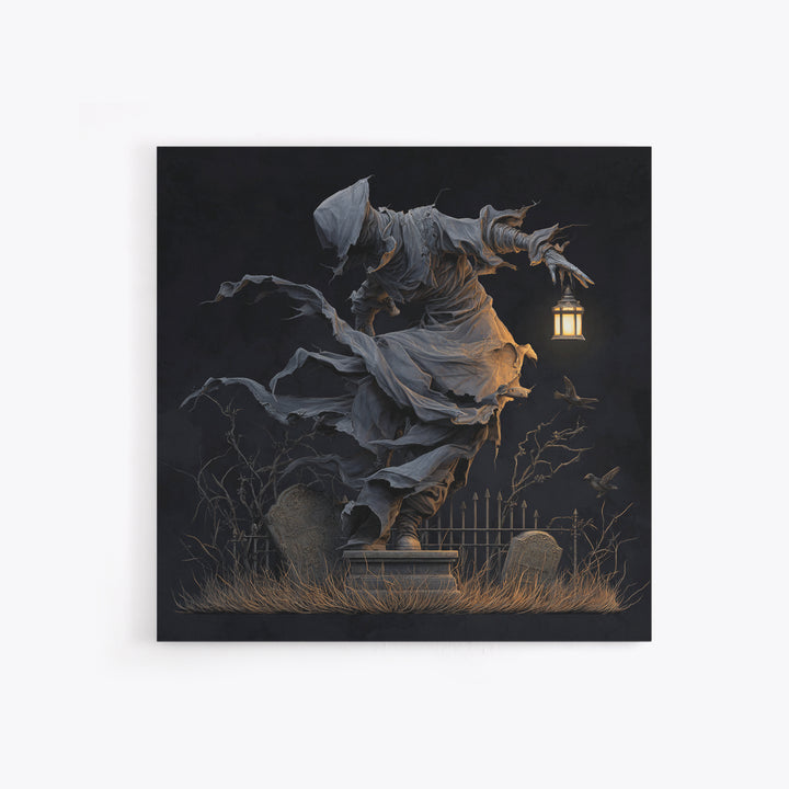 The Tattered Wraith, Square Wall Art, Dark Halloween Decor, Canvas Print, Halloween Wall Decor, Gothic Home Decor, Spooky Wall Decor