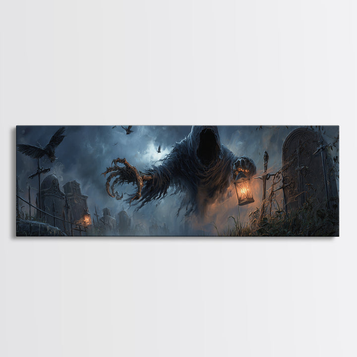 The Tattered Wraith, Extra Wide Wall Art, Dark Fantasy Wall Art, Canvas Print, Halloween Wall Decor, Gothic Home Decor, Halloween Wall Art