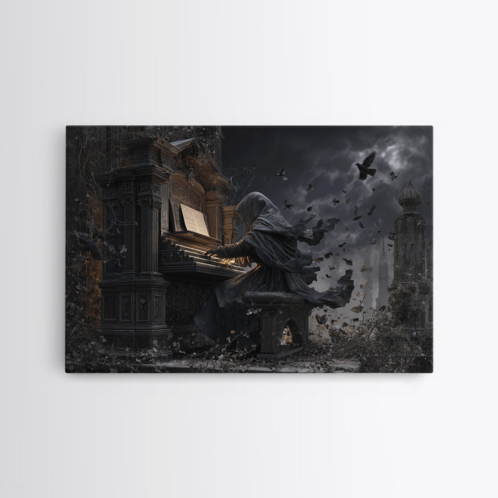 The Phantom Organist, Landscape Wall Art, Macabre Wall Art, Framed Canvas Print, Halloween Wall Decor, Gothic Home Decor, Spooky Wall Decor