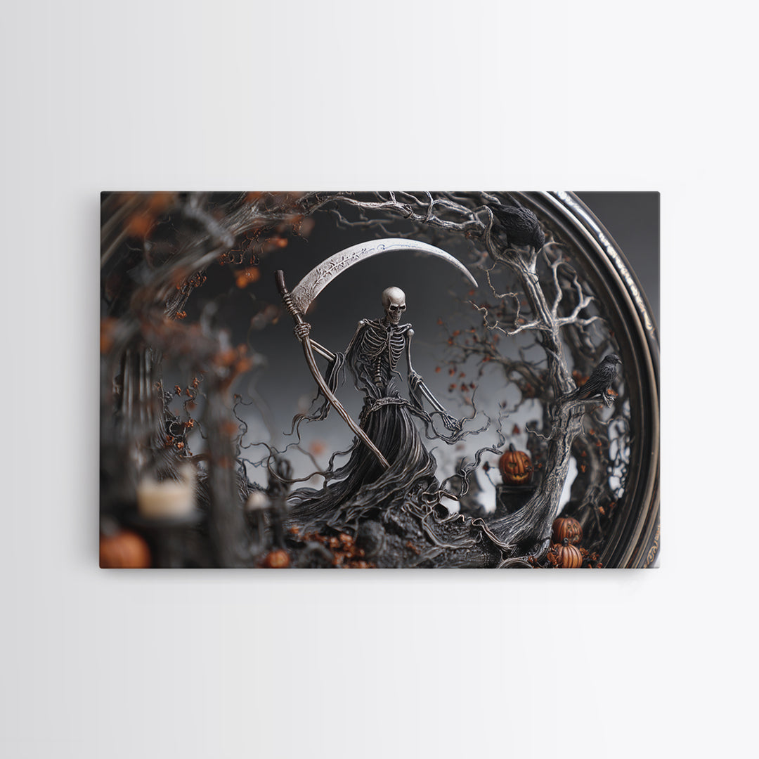 The Fog-Bound Reaper, Landscape Wall Art, Haunted Gothic Art, Framed Canvas Print, Halloween Wall Decor, Gothic Home Decor, Macabre Wall Art