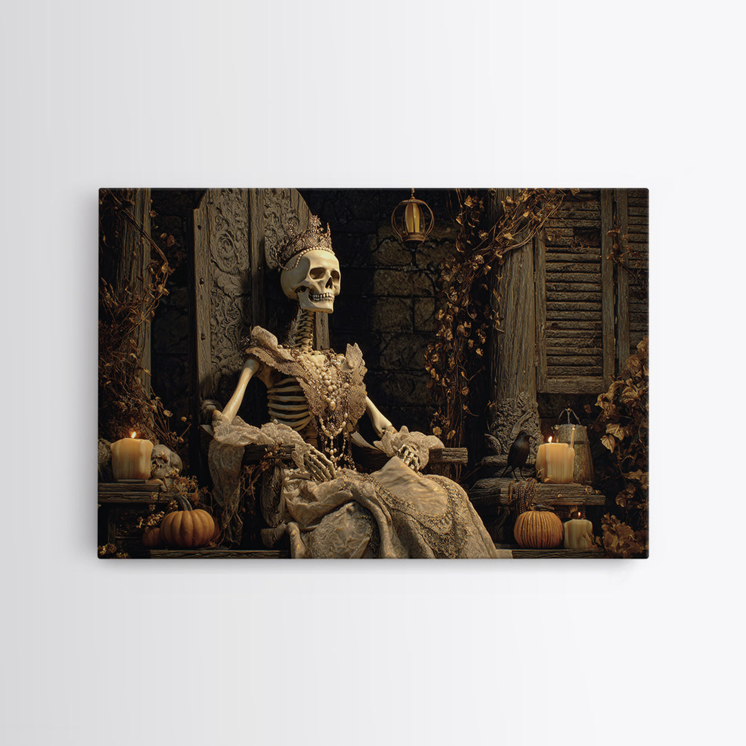 The Bone Queen, Landscape Wall Art, Gothic Horror Wall Art, Framed Canvas Print, Halloween Wall Decor, Gothic Home Decor, Macabre Wall Art