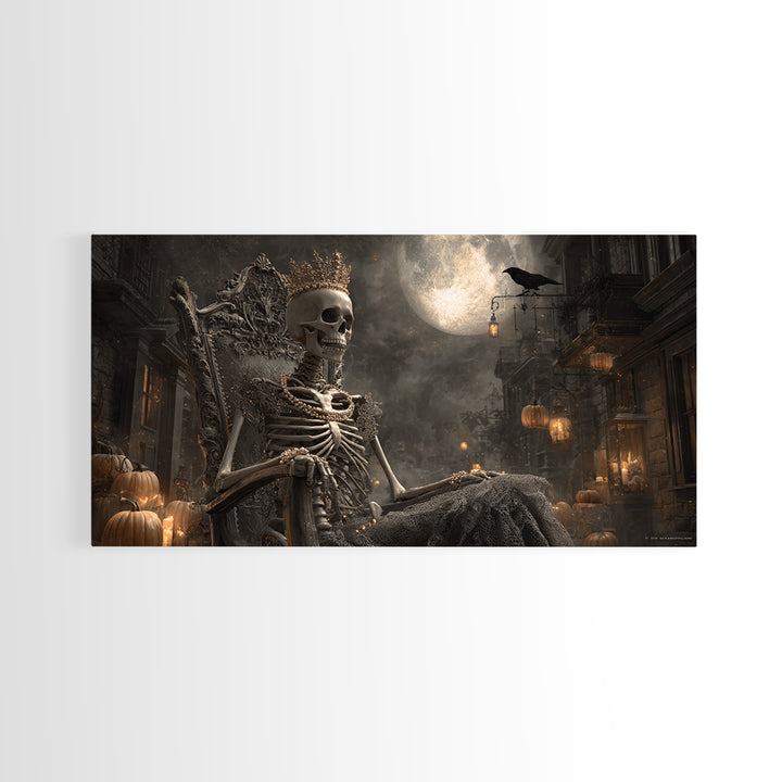 The Bone Queen, Wide Panoramic Art, Dark Halloween Decor, Canvas Print, Halloween Wall Decor, Gothic Home Decor, Collectible Wall Decor