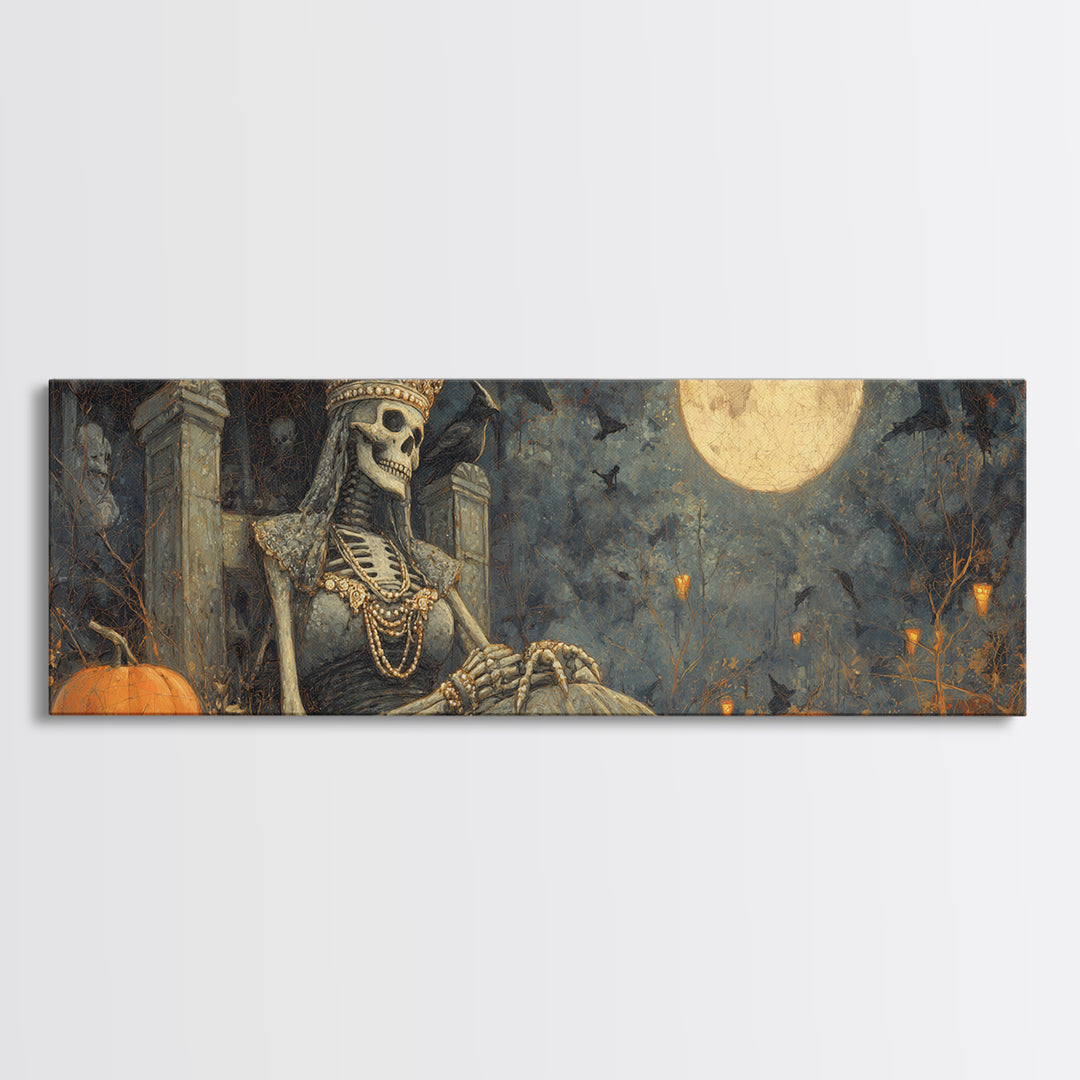 The Bone Queen, Extra Wide Wall Art, Dark Halloween Decor, Canvas Print, Halloween Wall Decor, Gothic Home Decor, Spooky Wall Decor