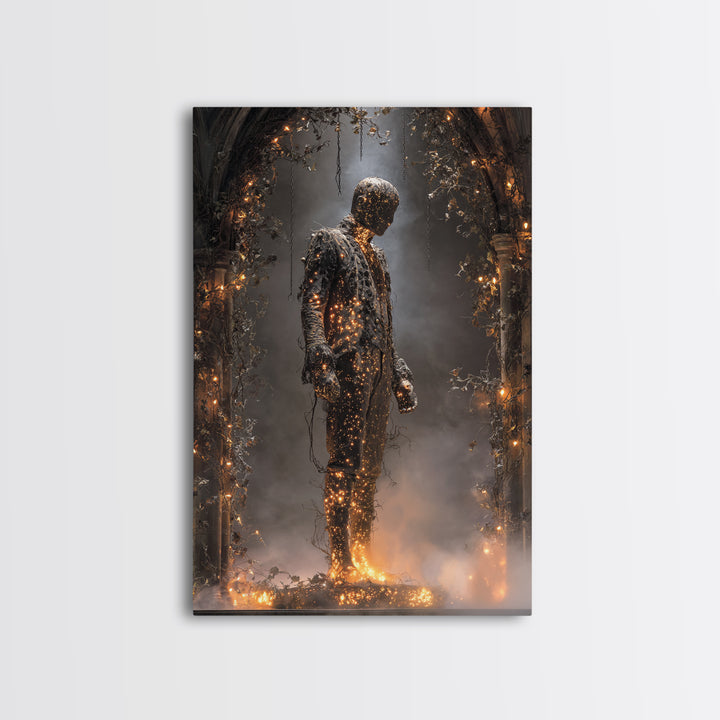 The Candlewax Man, Vertical Wall Art, Gothic Horror Wall Art, Framed Canvas Print, Halloween Wall Decor, Gothic Home Decor