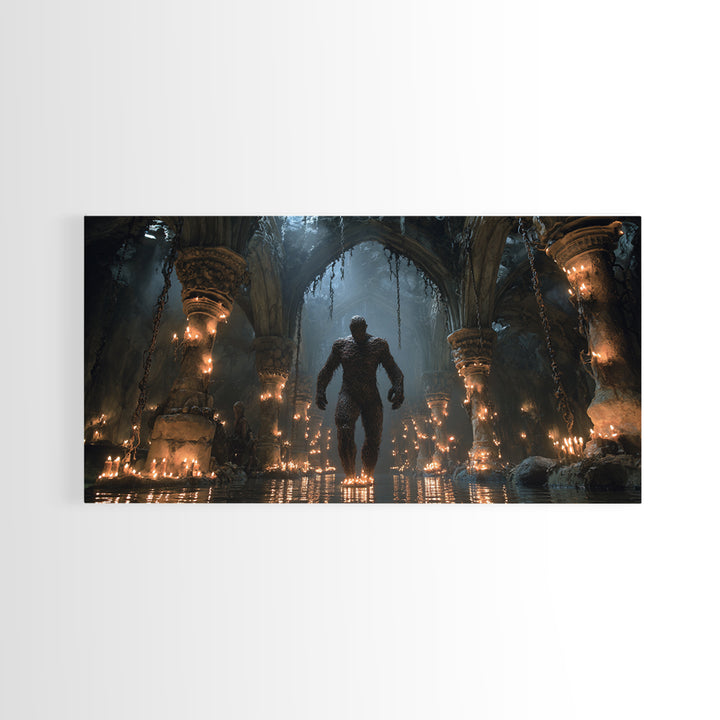 The Candlewax Man, Wide Panoramic Art, Dark Halloween Decor, Canvas Print, Halloween Wall Decor, Gothic Home Decor, Statement Wall Art