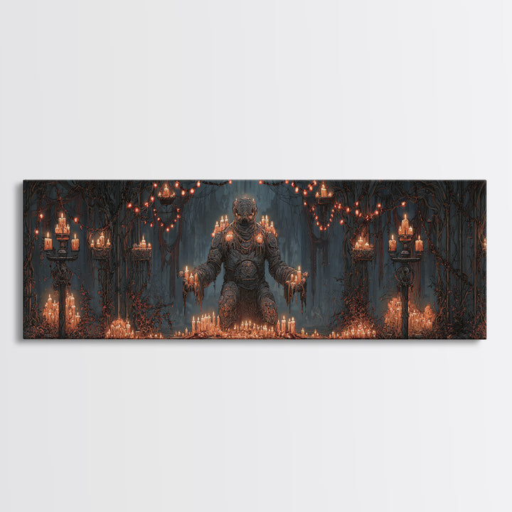 The Candlewax Man, Extra Wide Wall Art, Macabre Wall Art, Framed Canvas Print, Halloween Wall Decor, Gothic Home Decor, Halloween Decor