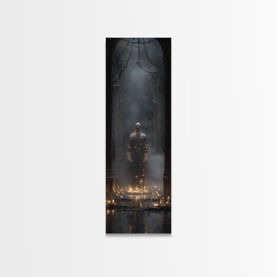 The Candlewax Man, Tall Narrow Wall Art, Spooky Home Decor, Canvas Print, Halloween Wall Decor, Gothic Home Decor, Statement Wall Art