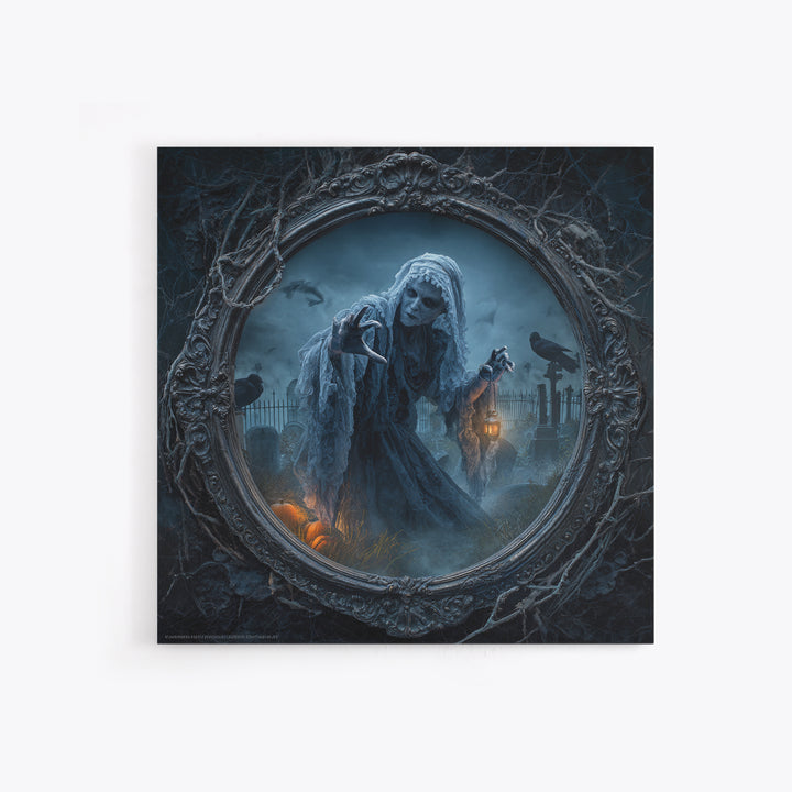 The Mirror Spirit, Square Wall Art, Dark Halloween Decor, Canvas Print, Halloween Wall Decor, Gothic Home Decor, Spooky Wall Decor