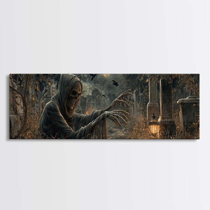 The Mirror Spirit, Extra Wide Wall Art, Dark Halloween Decor, Canvas Print, Halloween Wall Decor, Gothic Home Decor, Dark Fantasy Art