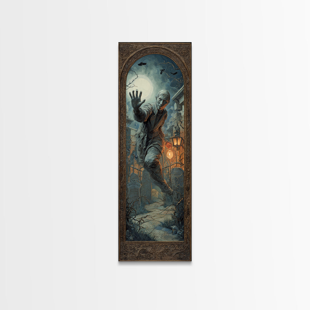 The Mirror Spirit, Tall Narrow Wall Art, Dark Fantasy Wall Art, Canvas Print, Halloween Wall Decor, Gothic Home Decor, Spooky Wall Decor