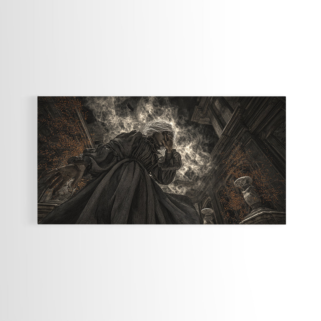 The Attic Whisperer, Wide Panoramic Art, Dark Fantasy Wall Art, Canvas Print, Halloween Wall Decor, Gothic Home Decor, Horror Wall Art
