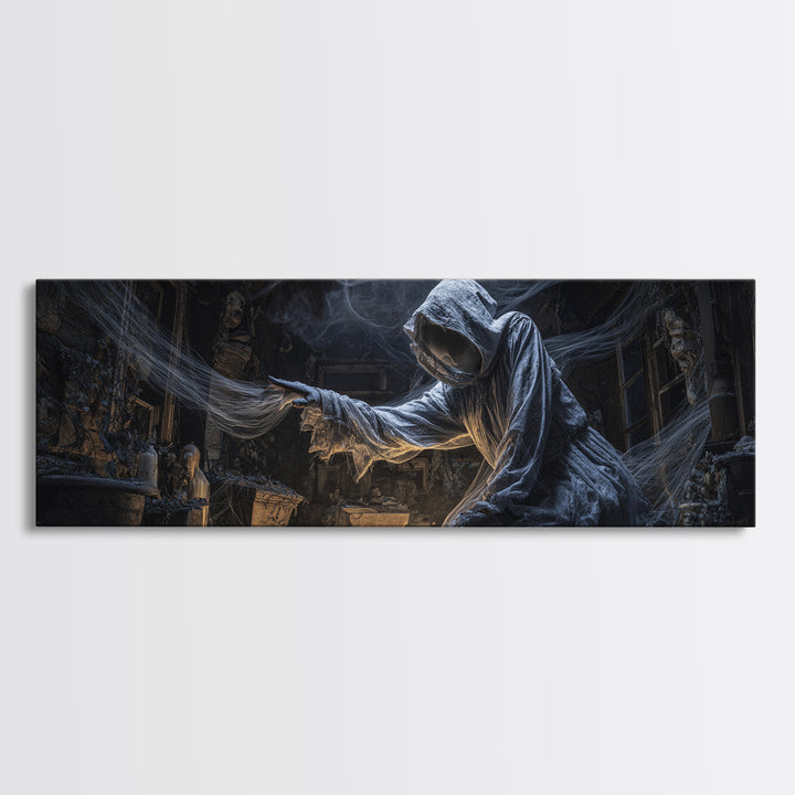 The Attic Whisperer, Extra Wide Wall Art, Gothic Horror Wall Art, Framed Canvas Print, Halloween Wall Decor, Gothic Home Decor