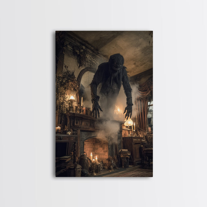 The Chimney Phantom, Vertical Wall Art, Dark Halloween Decor, Canvas Print, Halloween Wall Decor, Gothic Home Decor, Spooky Wall Decor