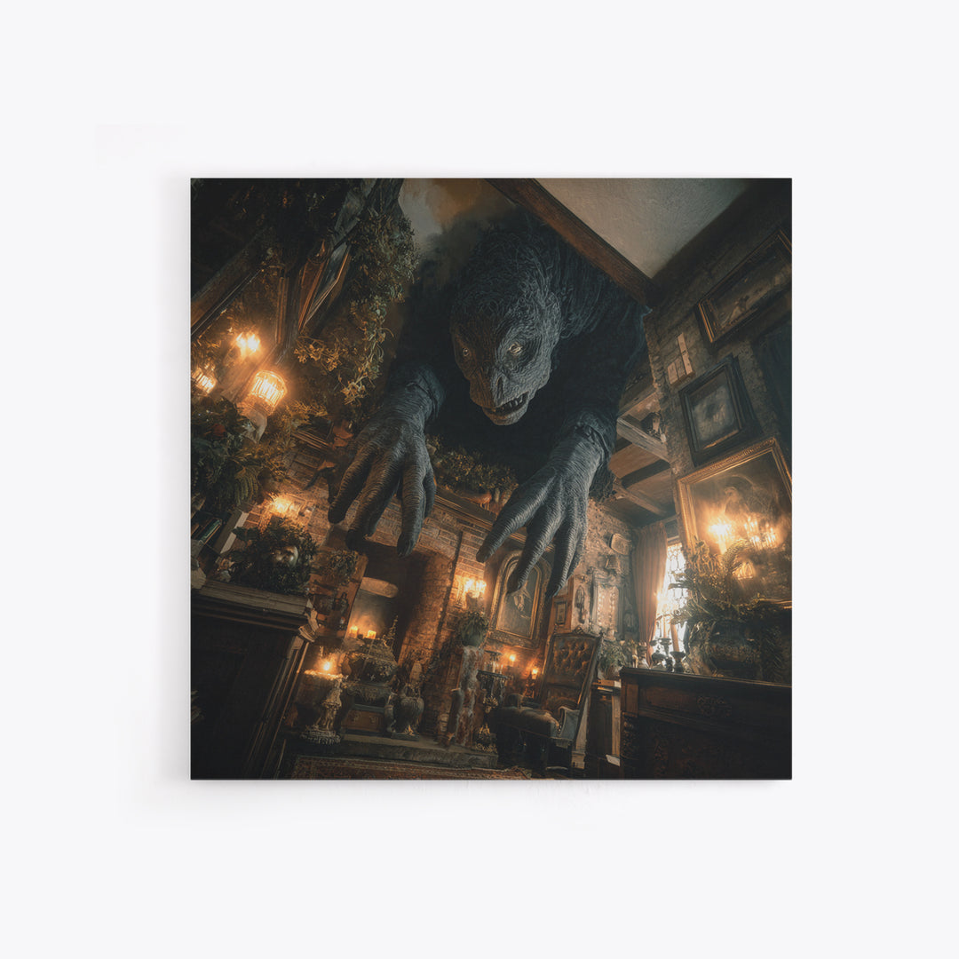 The Chimney Phantom, Square Wall Art, Gothic Horror Wall Art, Framed Canvas Print, Halloween Wall Decor, Gothic Home Decor