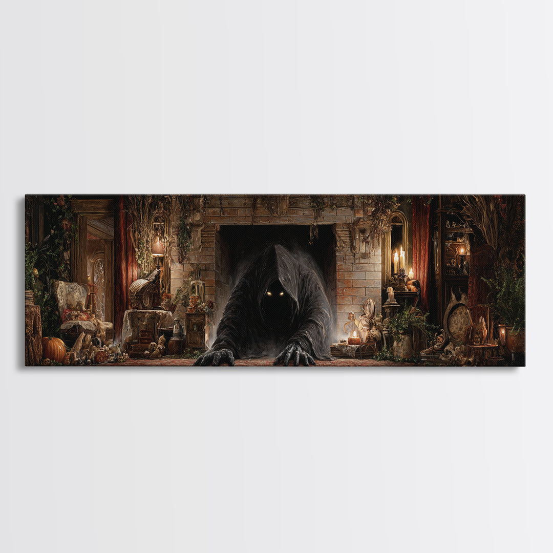 The Chimney Phantom, Extra Wide Wall Art, Dark Halloween Decor, Canvas Print, Halloween Wall Decor, Gothic Home Decor, Spooky Wall Decor