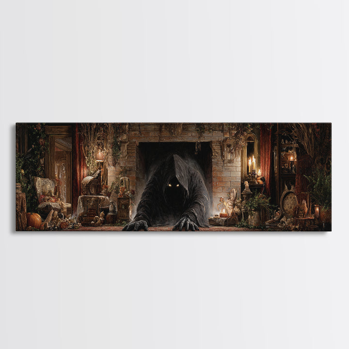 The Chimney Phantom, Extra Wide Wall Art, Dark Halloween Decor, Canvas Print, Halloween Wall Decor, Gothic Home Decor, Spooky Wall Decor